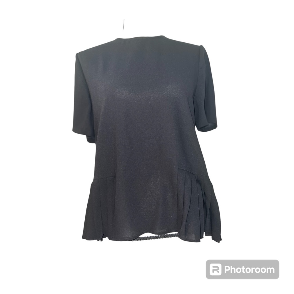 Women’s Zara Black Side Pleated Blouse ~ Size Medium Polyester
